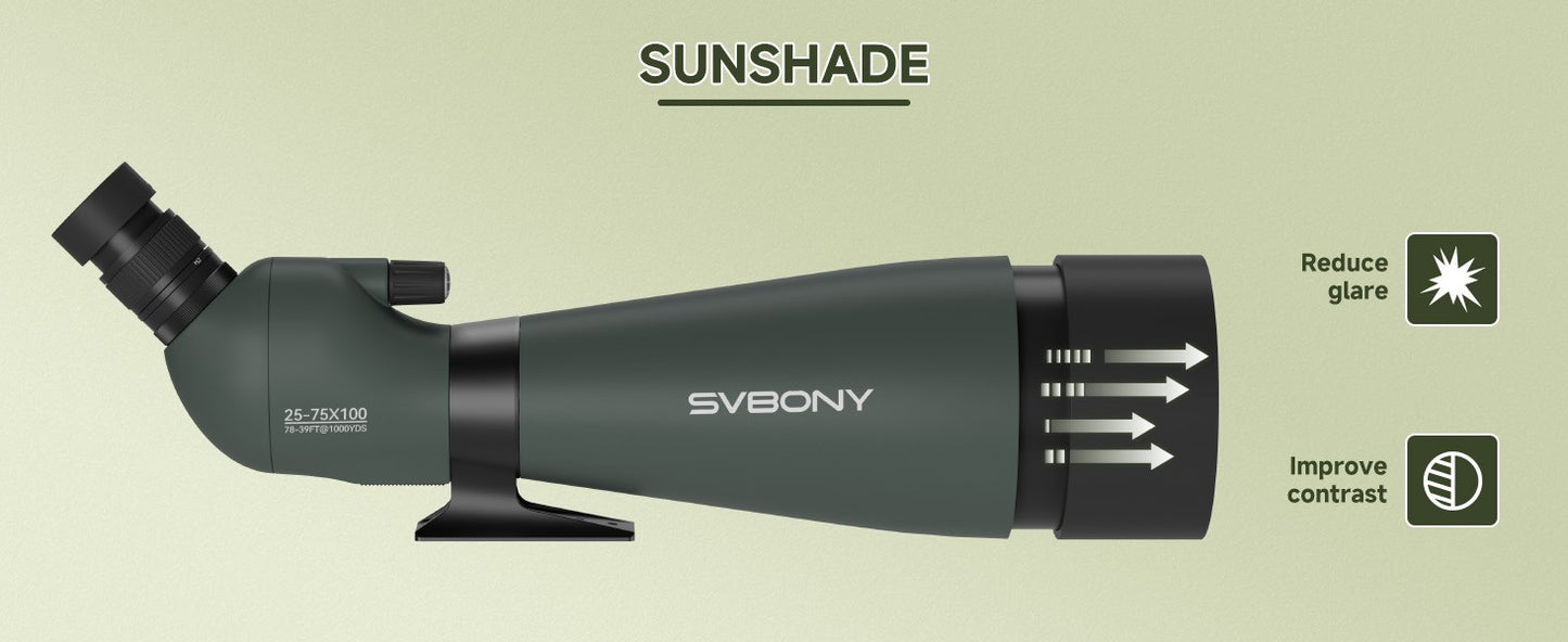 Svbony 25-75x100mm SV28A Lunetas de Observação Anguladas com Tripé e Adaptador de Telefone Telescópio FMC para Observação de Pássaros Observação Diária