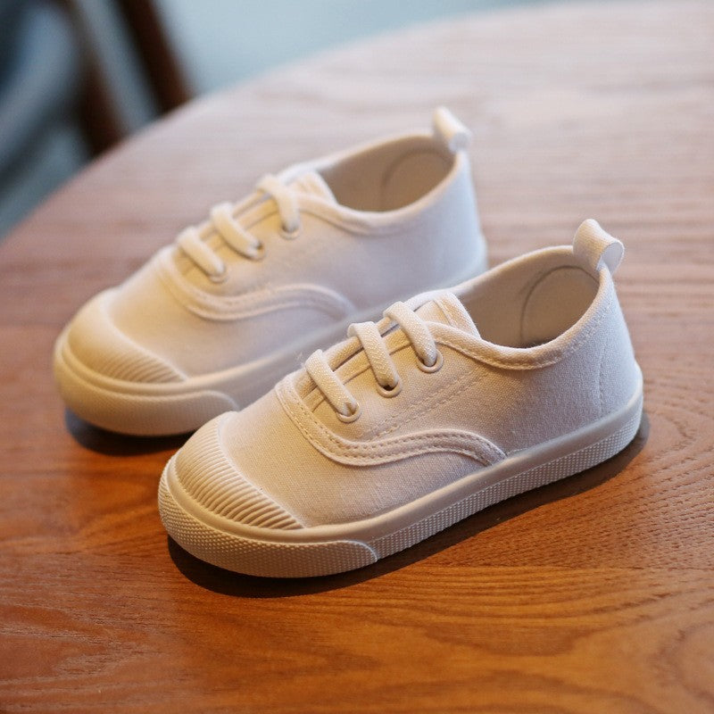 New Spring Summer Children's Canvas Shoes Girls White Shoes Fashion Boys Soft Campus White Causal Shoes Non-slip Sneakers