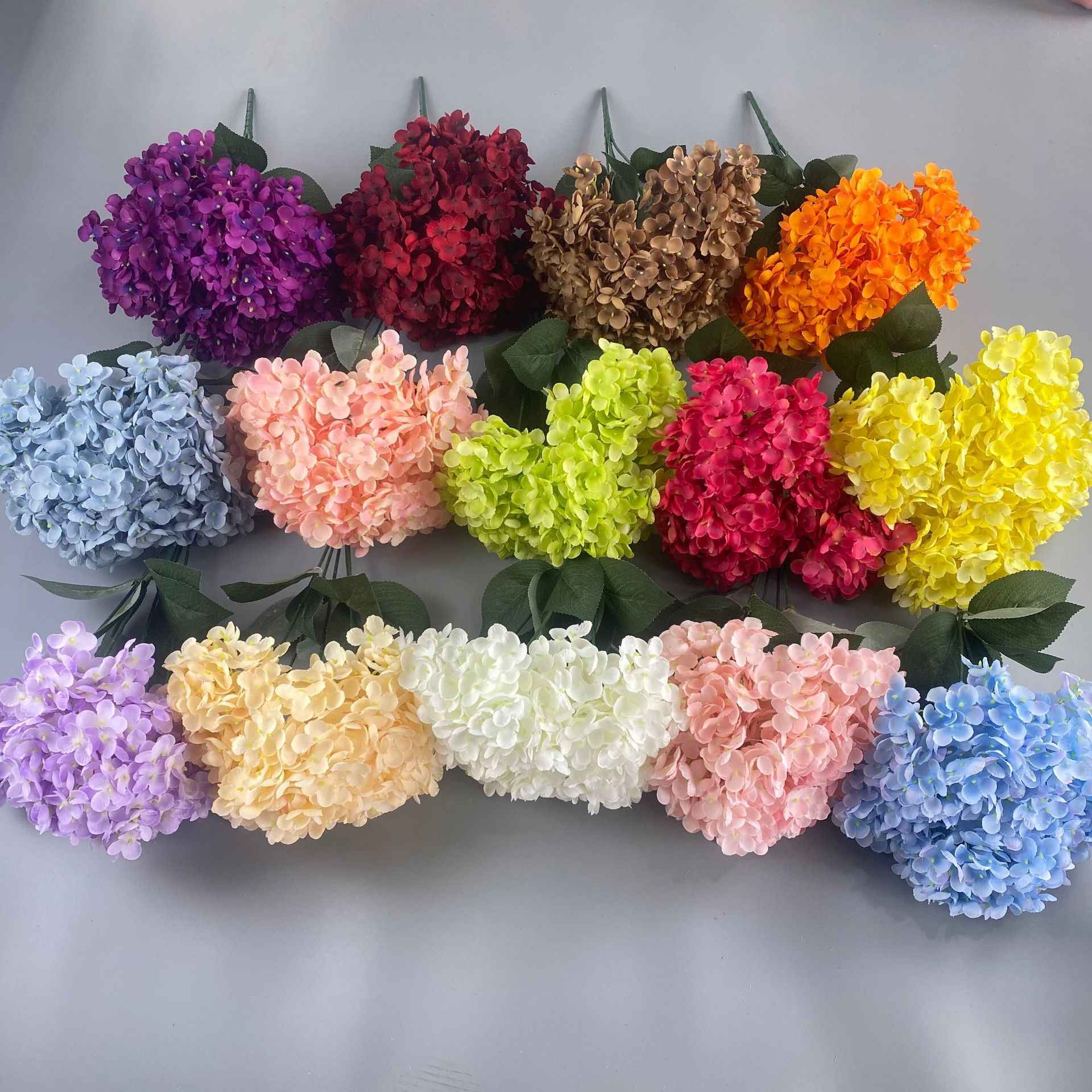 5 Heads Hydrangea Bouquet Silk Artificial Flowers for Party Wedding Living Room Decoration Accessories Home Decor Fake Flowers