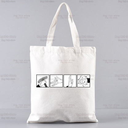 Jujutsu Kaisen Cartoon Shopping Bag Ryomen Sukuna Itadori Yuji Bolsas De Tela Shopper Okkotsu Yuta Gojo Satoru Shopping Jute Bag