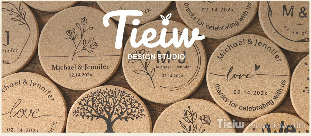 30pcs Personalized Cork Coasters-Tieiw Design-Wedding Favor for Guests Party Bridal Shower Corporate Engraved Coaster Gifts Bulk