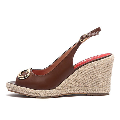 Women's Sandals Black Comfortable Wedge Platform Shoes Hand Woven High Heels