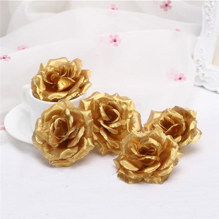 10pcs 8cm Black Artificial Rose Silk Flower Heads Decorative Flowers for Wedding Home Birthday Party New Year Banquet Decoration