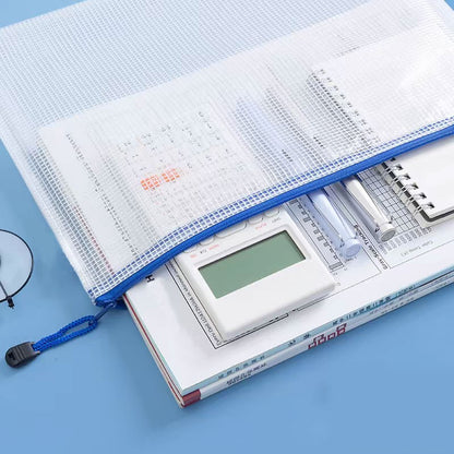 5PCS Stationery Storage Folder File Mesh Zipper Pouch A3 A4 A5 A6 B4 B5 Document Bag Zip File Folder School Office Supplies
