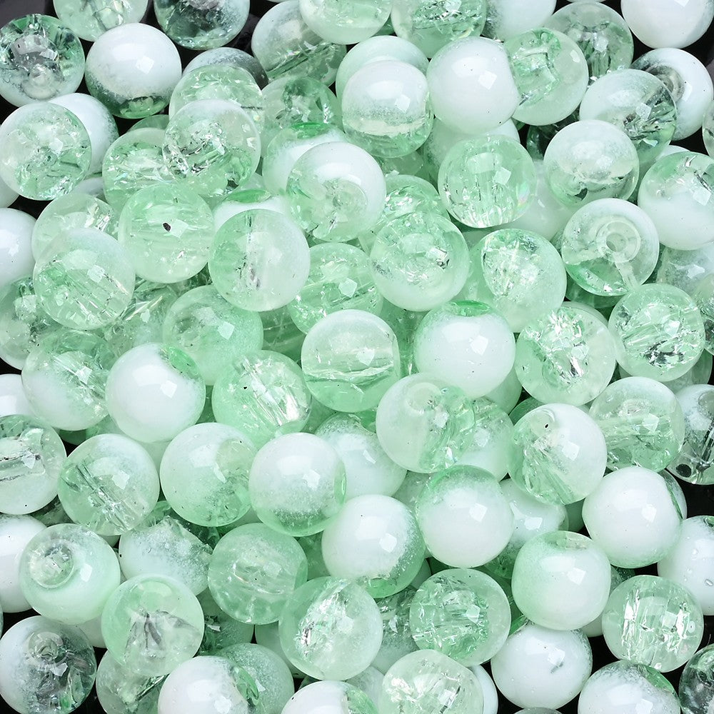 100pcs 8mm Christmas Crystal Glass Crack Beads Red and Green Gradient Spacer Beads for DIY Bracelet Necklace Jewelry Making