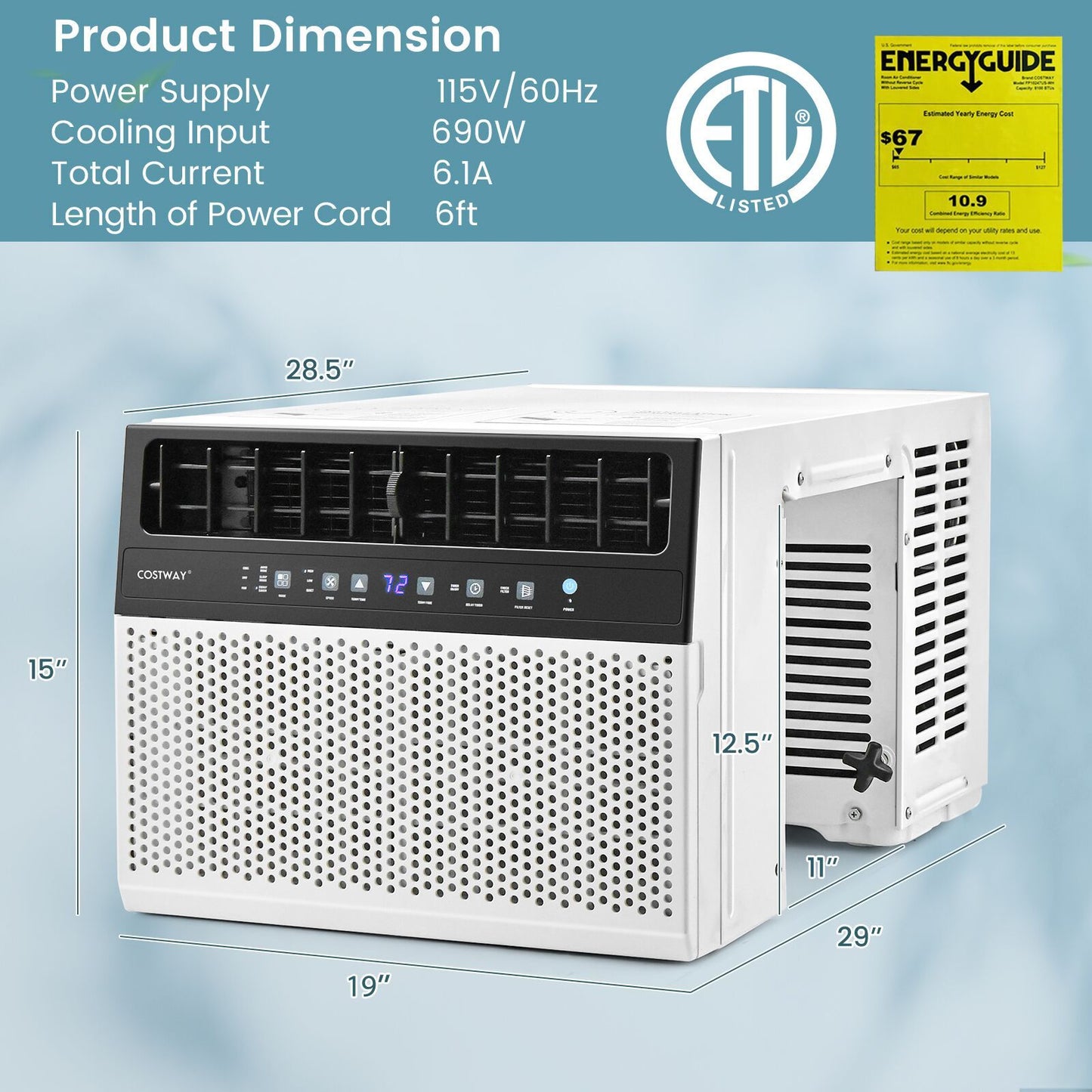 Ar Condicionado de Janela 12.000 BTUs com Controle Remoto, Painel de LED, até 37 m²