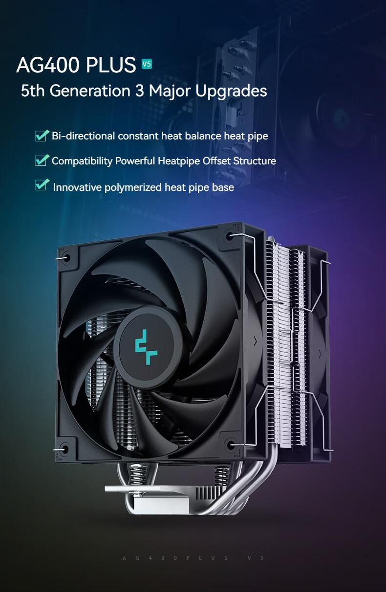 DEEPCOOL AG400 4 Heat pipes Dual Fan CPU Air-Cooling Radiator 2000RPM Desktop Cooling Fan For Intel LGA1700 1200 115X AMD AM4