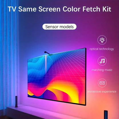 Smart TV LED Backlight with Camera for 55-75 inch Screens RGBIC LED Strip Lights Sync to Screen& Music Gaming Room Decor Light