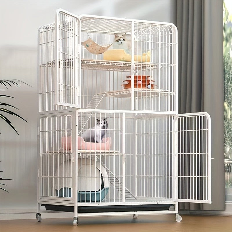 Gaiola para Cães com Tubo Quadrado Preto, Extra Grande, Espaço Livre, Casa para Gatos de Estimação, Casas Internas para Gatos de Pequeno e Médio Porte