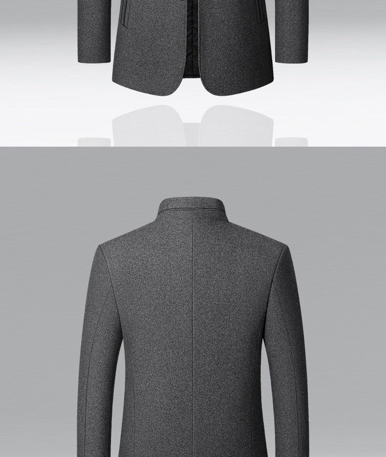 BROWON Brand Winter Coat Men Chinese Style Stand Collar Solid Coats for Men 2025 Autumn and Winter Business Casual Woolen Jacket