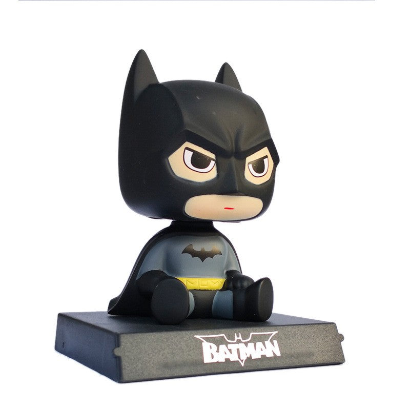 Versão Q do Boneco Batman Toy Figures Desenho Animado Bobble Head Enfeites de Carro Os Vingadores da Marvel Boneco do Capitão América Homem-Aranha