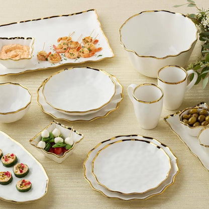 Regency Gold 16-Piece Dinnerware Set – Elegant Gold Rimmed Porcelain Plates, Bowls & Mugs – Service for 4 – Sophisticated Dining