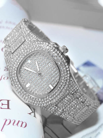 Luxury Diamond-Encrusted Hip Hop Watch Exquisite Fashion Design for Men And Women Casual Party Business Gift