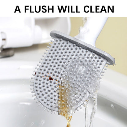 Silicone Toilet Brush With Holder Wall-Mounted Toilet Cleaning Brush Rubber Bristle Toilet Cleaner Brushes Bathroom Accessories