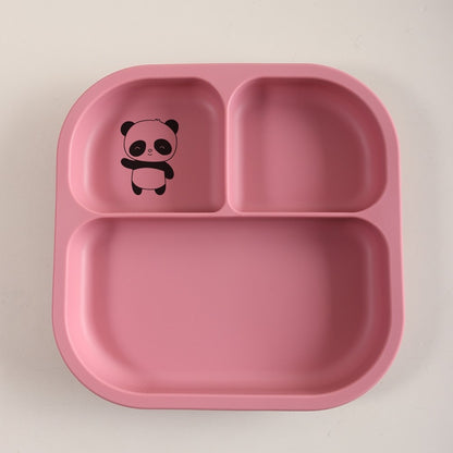 Spill-Proof 3-Section Suction Plate | Custom Name & Fun Cartoon Designs for Toddlers baby silicone square plate