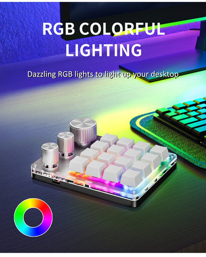 2.4G Personalize Bluetooth 3 Modos USB Teclado Mecânico Personalizado com Botão de Volume Botão Programável Macro Gaming 16 Teclas