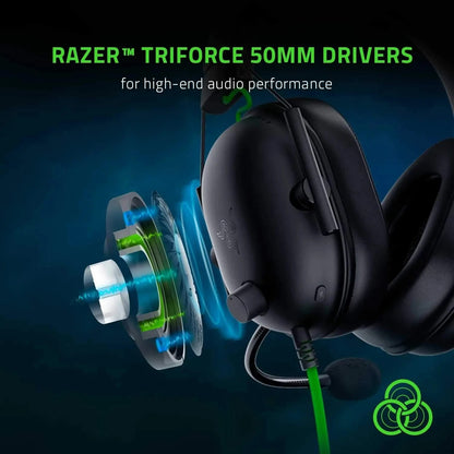 Headset Gamer Razer BlackShark V2 X com fio, cancelamento de ruído passivo avançado, som surround 7.1, microfone cardióide Hyperclear
