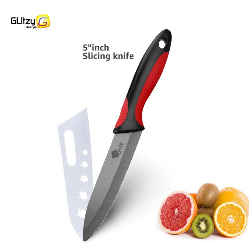 Faca de Cozinha Chef Inoxidável Faca de Cerâmica para Frutas Faca Utilitária Doméstica para Fatiar Legumes Lâminas Pretas Afiadas para Cozinhar