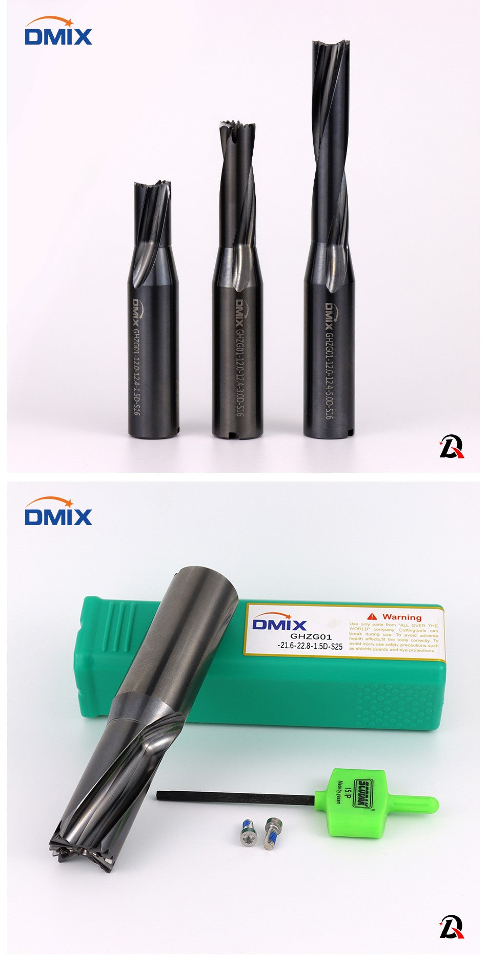Broca de coroa DMIX de alta velocidade 10-25.8mm 1.5-5D Furação interna de furos indexáveis perfuração interna resfriada Broca dente-de-sabre Substitui broca tipo U