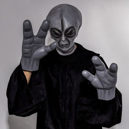 51 Area Alien Mask Gloves Cosplay UFO Big Eyes Extraterrestrial Organism Monster Latex Helmet Hands Halloween Party Costume Prop