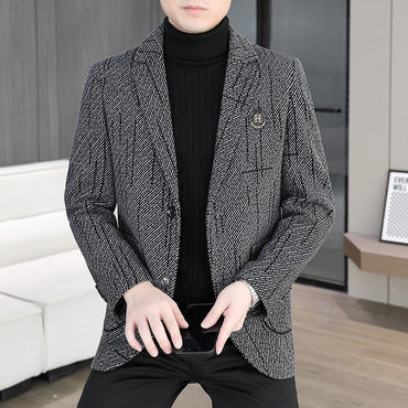 2026 Men's Striped Embroidered Casual Wool  blazer