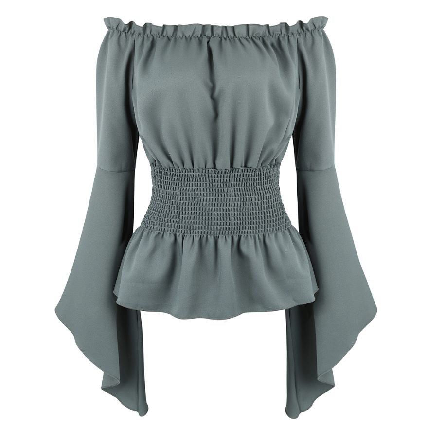 Renaissance Off Shoulder Long Sleeves Corset Blouse Women Medieval Victorian Costume Gothic Pirate Shirt Plus Size Boho Top