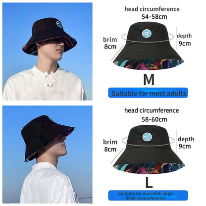 XL 60-63cm Big Head Reversible Bucket Hat Sun Protection Panama for Men Women Fisherman Cap Large Size for Travel Go Shopping
