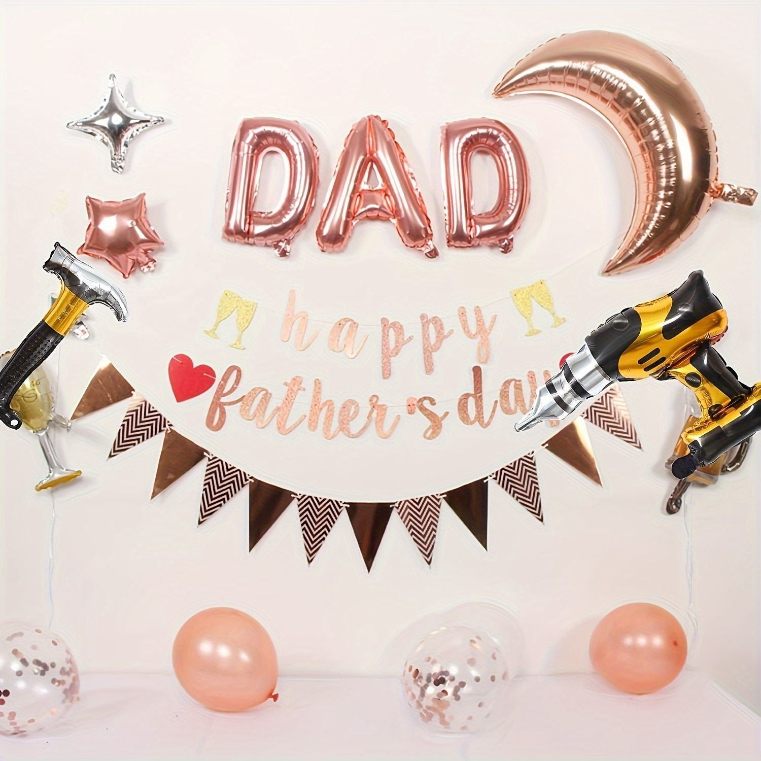 4/8Pcs Hammer Foil Balloons Inflatable Tools Father's Day Party for Dad Husband and Boy Friend Birthday Party Decorations