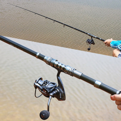 Sougayilang 1.8-3.3m Carbon Fiber Spinning Fishing Rod and 13+1BB Fishing Reel Combo Telescopic Fishing Pole Spinning Reel Kit