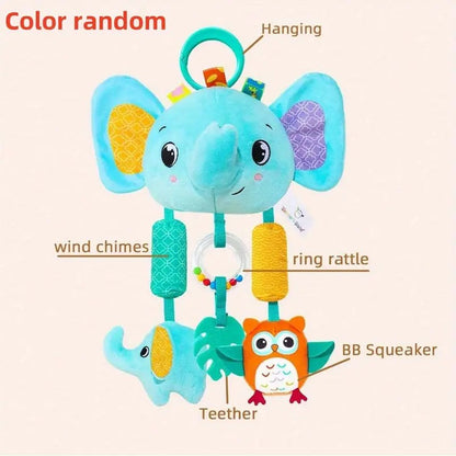 Chocalho Espiral para Berço Brinquedos de Bebê com Desenhos Animados de Animais, Chocalho de Carrinho de Bebê, Brinquedos de Carro para Recém-Nascidos