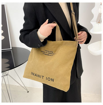 Japanese Canvas Men's and Women's Simple Cross-body Bag Wash Canvas Thick Handbag Large Capacity Arts Students Package Satchel