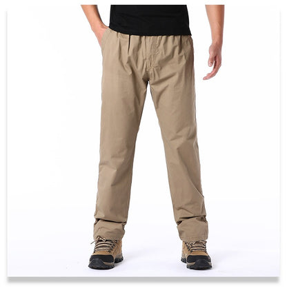 Calças Casuais Masculinas, Calça Cargo de Algodão para Primavera e Outono, Calça Esportiva Grande Plus Size, Calça Reta Solta Masculina com Cintura Elástica