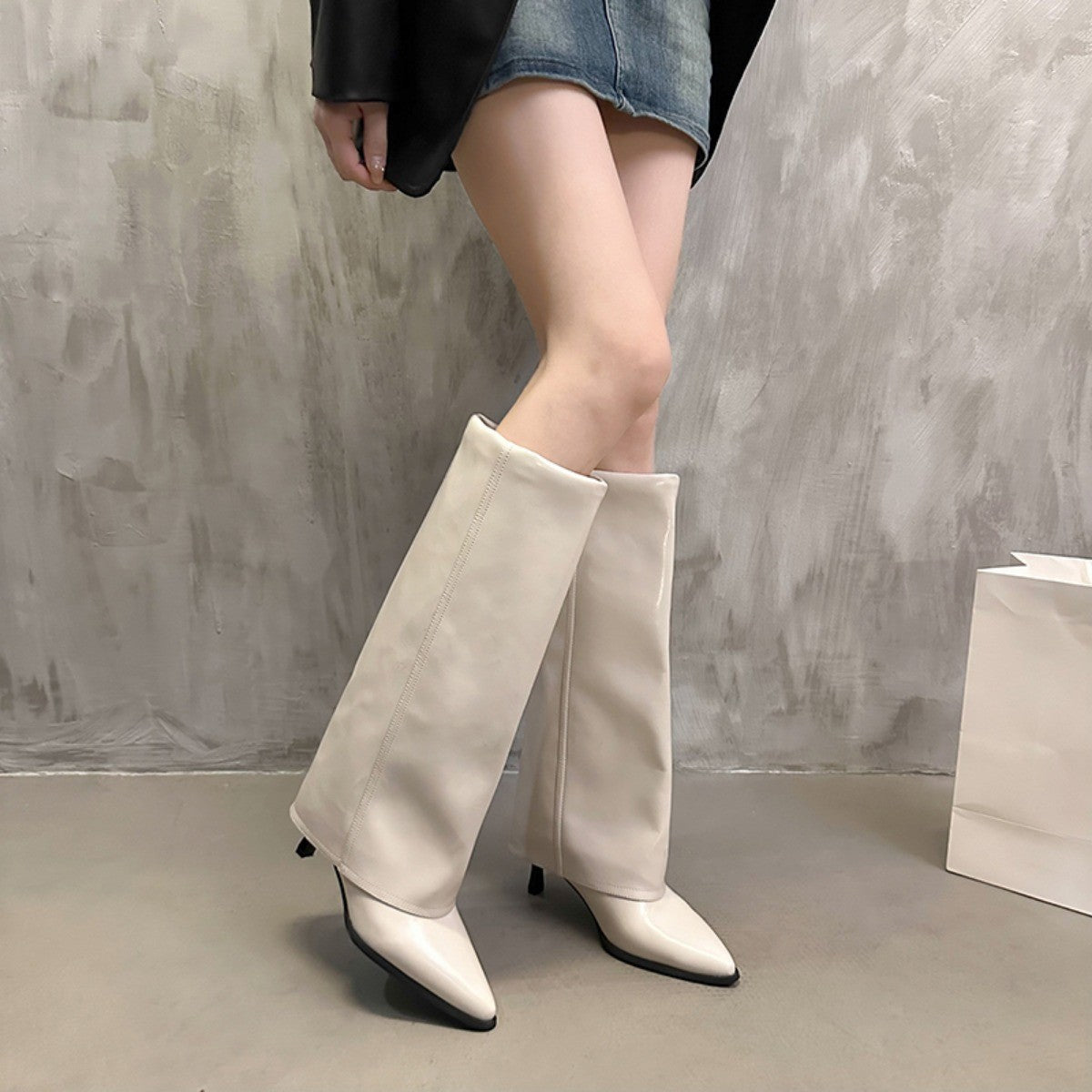 Women Chunky High Boots Pointed Toe Sexy Solid Color Design  Autumn and Winter New 2024 Trend Retro Fad Woman Boots Size 35-42