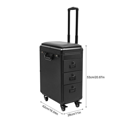 Tattoo Travel Case Rolling Cart Tattoo Workstation Makeup Suitcase for Professional Artists Hair Barbers