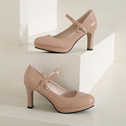 2025 Women's Black High Heels Spring Casual Shoes Women's High Heels Solid Color Wedge Shoes Plus Size High Heels Size 34-42