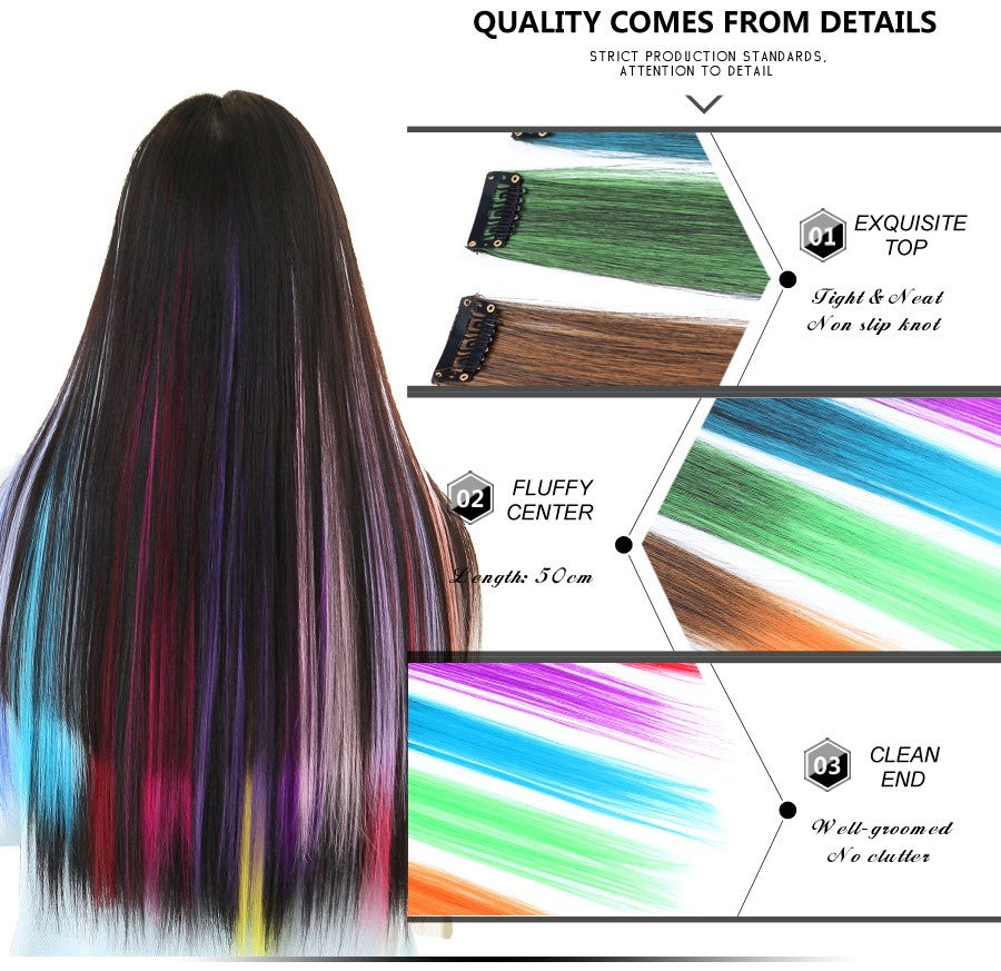 Alileader Aplique de Cabelo Extensão com Clip 57 Cores Ombre Liso Extensão de Cabelo com Clip em Apliques Peças de Cabelo de Fibra de Alta Temperatura