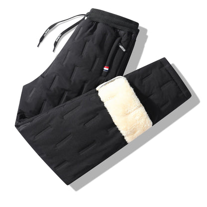 Men's Cargo Trousers Man Pants Plus Sweatpants Large Size Winter Warm Fleece Outer Y2k Alo Black Wear Thickened Baggy