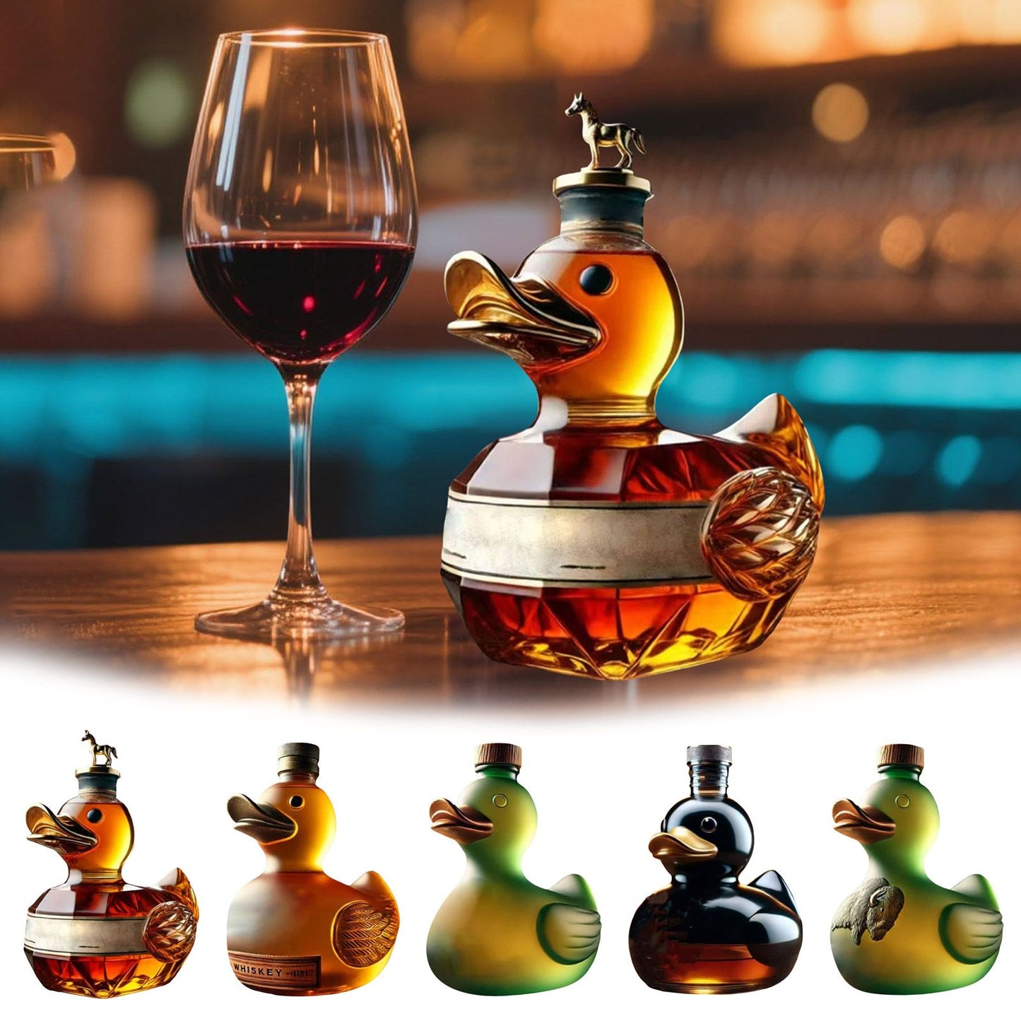 Suportes para Vinho de Cozinha Pato Engraçado Garrafa 10 oz Copos de Uísque Gravados Copos para Homens Copos de Degustação Mini Pato Criativo