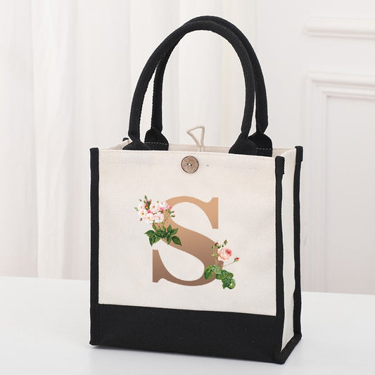 Fashionable new reusable shopping bag with initials for travel and large capacity storage bag