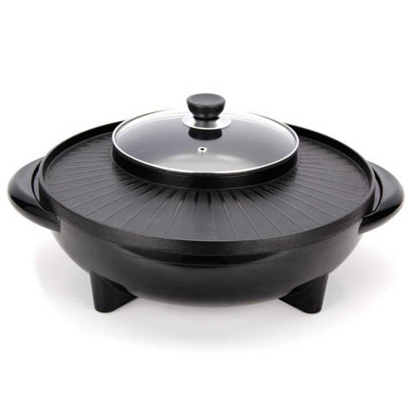 Panela elétrica doméstica, panela de fondue e churrasco coreano, panela integrada para enxágue e grelhados, assadeira multifuncional