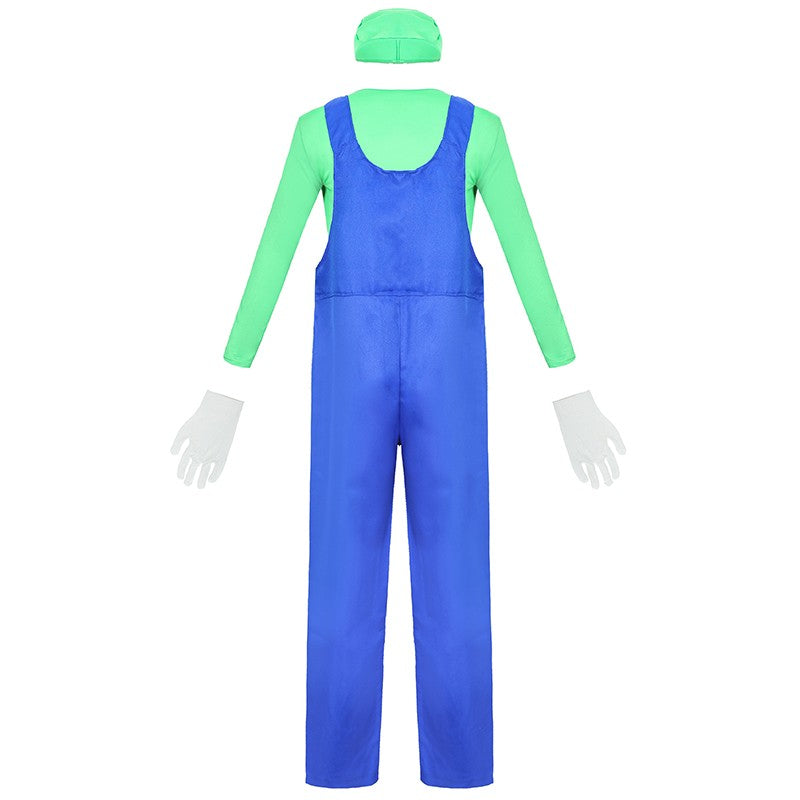 Halloween Carnival adult Men Funy Super game Cosplay Costume Luigi Bros Plumber Christmas Fancy Dress