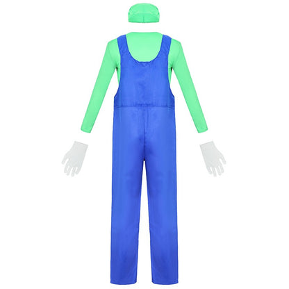Halloween Carnival adult Men Funy Super game Cosplay Costume Luigi Bros Plumber Christmas Fancy Dress