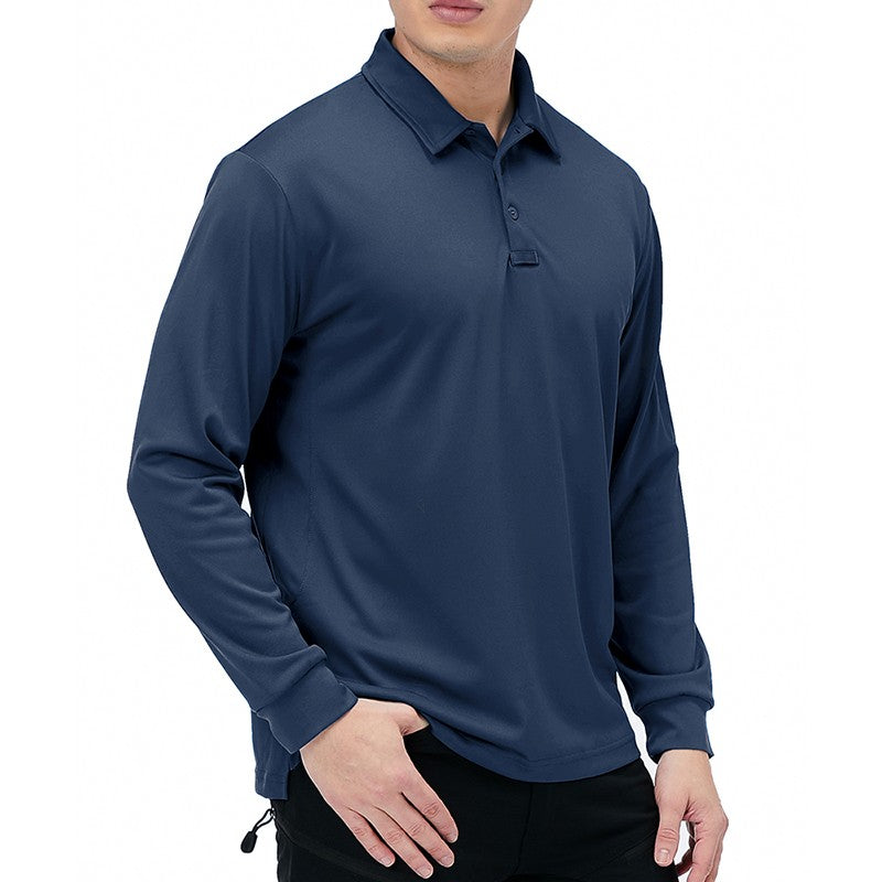 Men's Lightweight Long Sleeve Polo Shirt Performance Tactical Casual Outdoor Hiking Collared Shirts Pique Jersey Golf Shirt