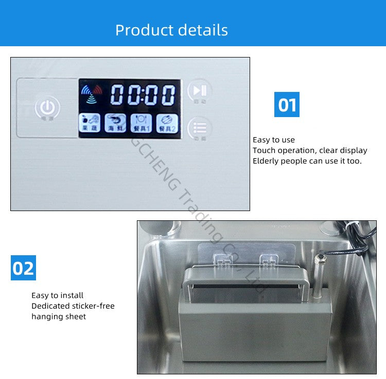 Household 220v Ultrasonic Dishwasher Sink Free-standing Installation-free Home Brush Type Vegetable Washing Lazy Automatic