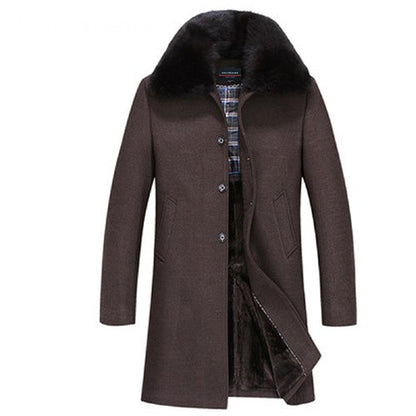 winter jackets men thicken woolen coat long outwear male warm overcoats fur wool & blends mens clothing l-4xl #18168 Holyrising