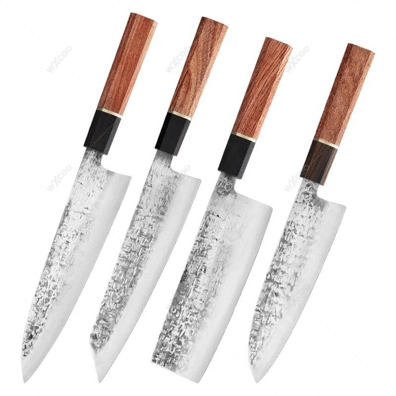 WXCOO Forged Hammer Pattern Japanese Santoku Knife Meat Cleaver Professional Chef Knife Kitchen Vegetable Fruit Slicing Knife