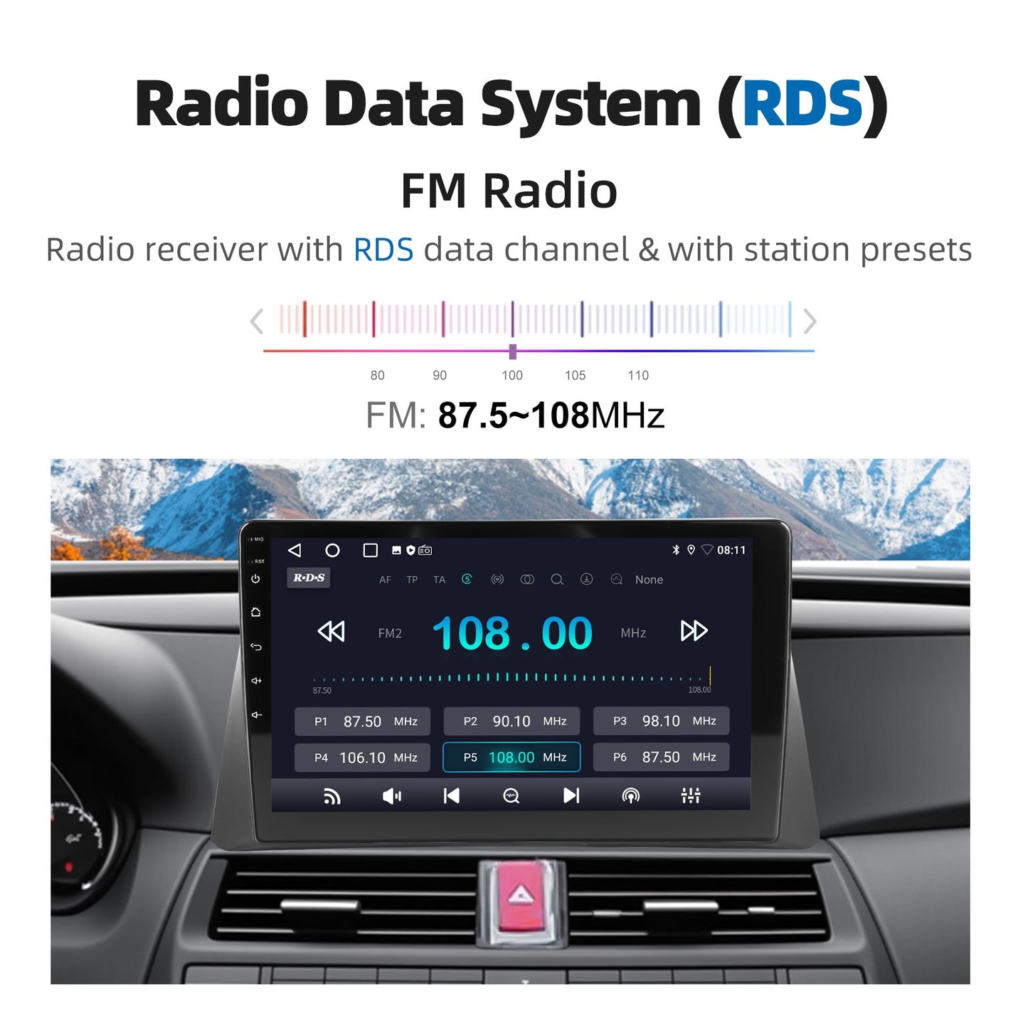 64G 10" Android 14 For 2008-2013 Honda Accord 8 Apple Carplay Car Stereo GPS Navigation WiFi FM Radio Head Unit SWC Bluetooth