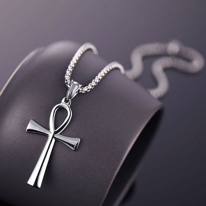 Colar de Aço Inoxidável Egípcio Ankh Para Homens Mulheres Cruz Pingente Corrente Moda Acessórios de Joias Impermeáveis
