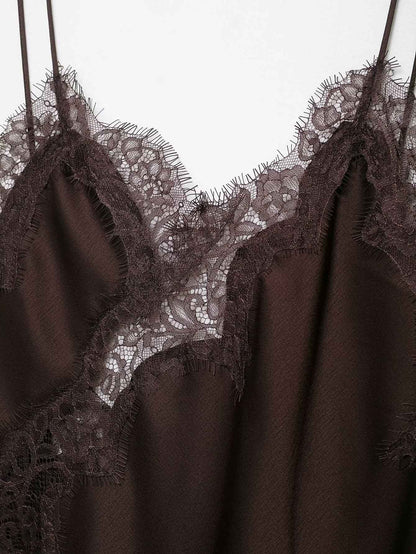 UNIZERA Women's Lace Asymmetrical Dress Sexy Suspender Summer 2025 New Temperament Fashionable