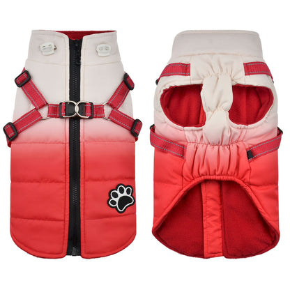 Jaqueta para Cães de Estimação com Arnês Inverno Quente Zíper nas Costas Casacos para Cães Pequenos, Médios e Grandes Roupas Refletivas Corta-vento Grossas